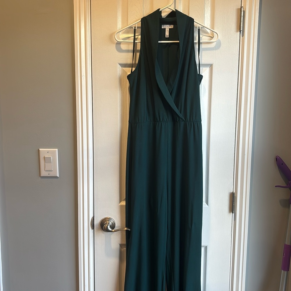Forest green Leith halter wide-legged jumpsuit